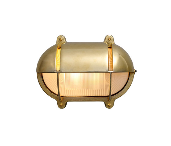 7436 Oval Brass Bulkhead With Eyelid Shield, Small, Natural Brass | Wall lights | Original BTC
