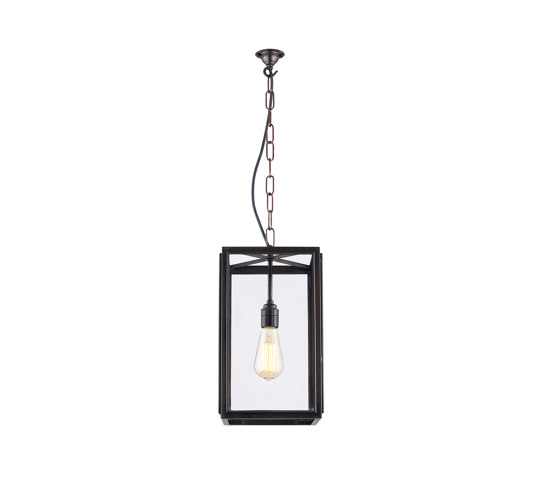 7639 Small Square Pendant, External Glass, Weathered Brass, Clear Glass | Suspensions | Original BTC