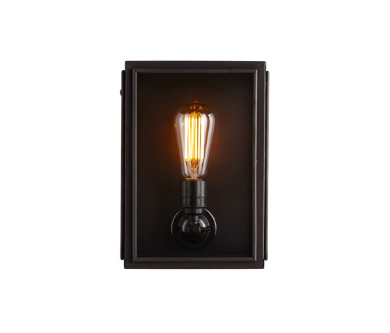 7641 Box Wall Light, External Glass, Small, Weathered Brass, Clear Glass | Wall lights | Original BTC