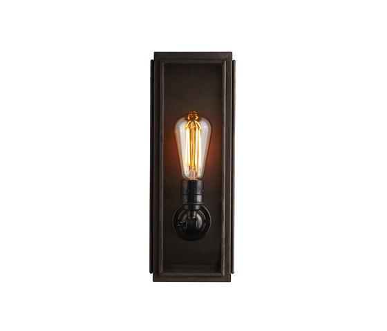 7649 Narrow Box Wall Light, Ext Glass, Weathered Brass, Clear Glass | Wandleuchten | Original BTC