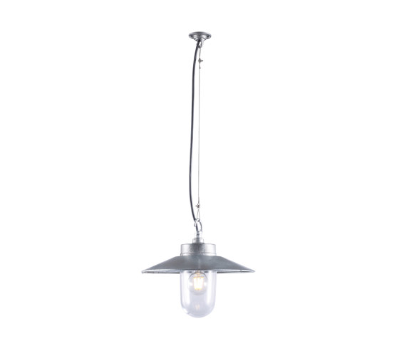 7680 Well Glass Pendant With Visor, Galvanised, Clear Glass | Suspended lights | Original BTC