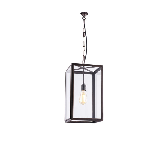 7639 Square Pendant, External Glass, Weathered Brass, Clear Glass | Suspended lights | Original BTC