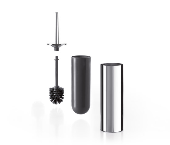 Mito Wall-mounted / free-standing toilet brush holder, grey spare brush included | Toilet brush holders | Inda