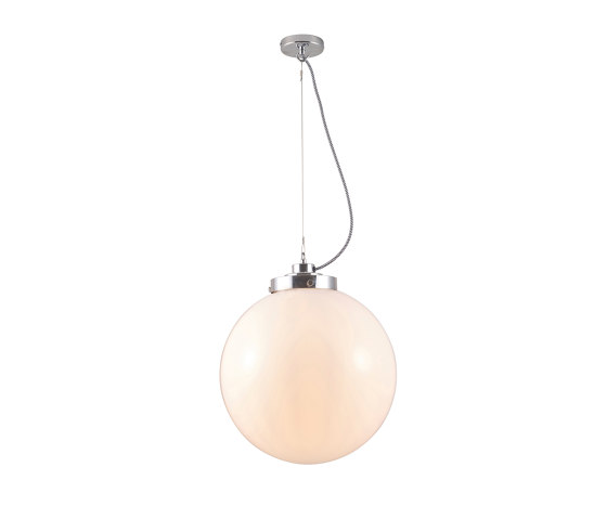 Large Globe, Opal and chrome with black & white braided cable | Suspended lights | Original BTC
