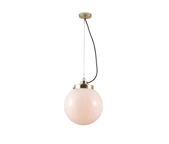 Medium Globe, Opal and brass with black braided cable | Suspended lights | Original BTC