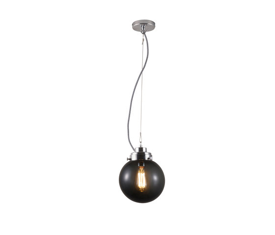 Globe Small, Anthracite and chrome with black & white braided cable | Lampade sospensione | Original BTC