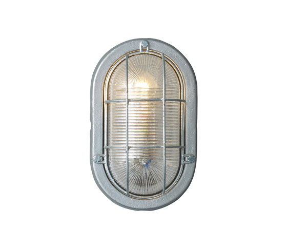 7003 Oval Aluminium Bulkhead, with Guard for CFL, Painted Silver | Wall lights | Original BTC