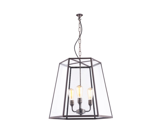 7651 Hex Pendant, Extra Large, Weathered Brass, Clear Glass | Lampade sospensione | Original BTC