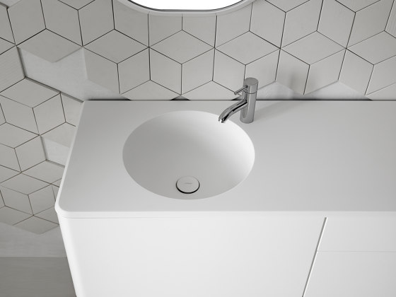 Cerclo Plan avec vasque intégrée en Corian® | Lavabos | Inbani