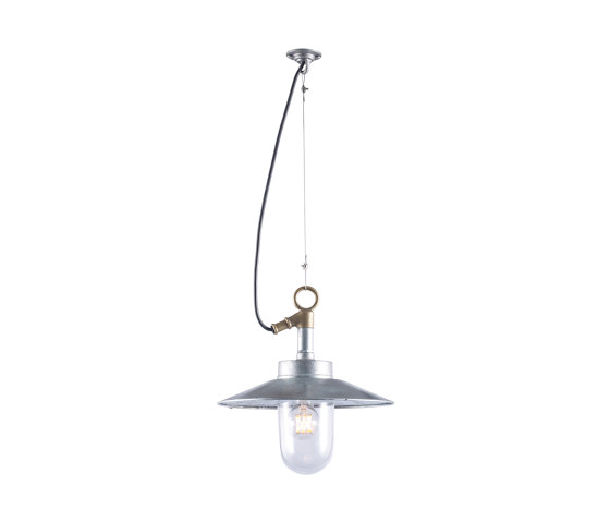 7680 Well Glass Pendant With Visor, Galvanised, Clear Glass, IP44 | Suspended lights | Original BTC