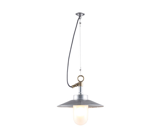 7680 Well Glass Pendant With Visor, Galvanised, Frosted Glass, IP44 | Suspensions | Original BTC