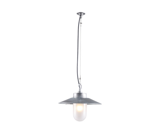 7680 Well Glass Pendant With Visor, Galvanised, Frosted Glass | Suspended lights | Original BTC