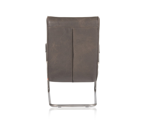 Howard Brushed Stainless Steel Fauteuil Low Back with Leather Armrest | Poltrone | Jess