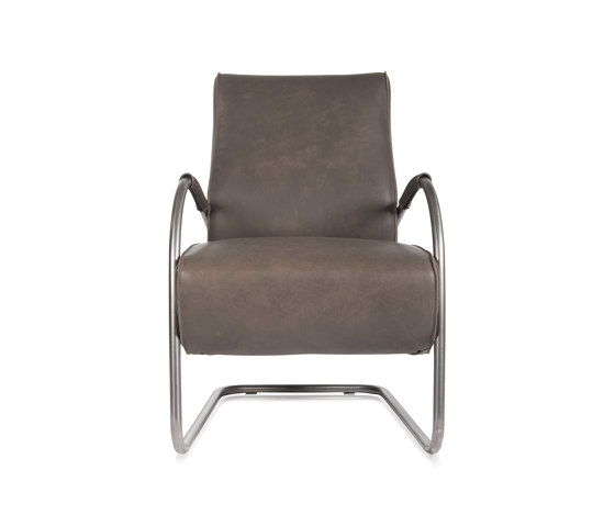 Howard Brushed Stainless Steel Fauteuil Low Back with Leather Armrest | Sessel | Jess