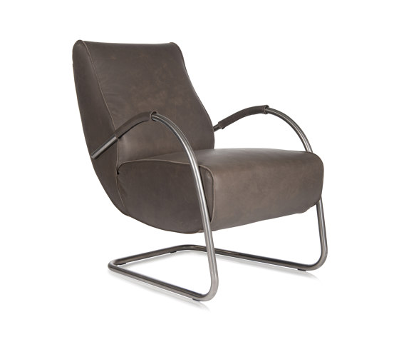 Howard Brushed Stainless Steel Fauteuil Low Back with Leather Armrest | Poltrone | Jess