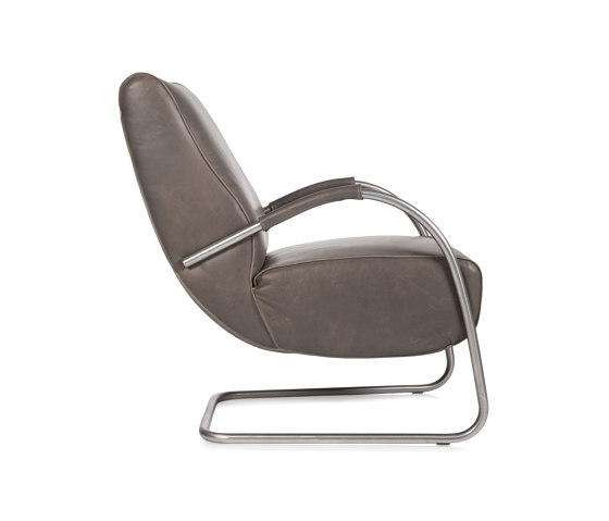 Howard Brushed Stainless Steel Fauteuil Low Back with Leather Armrest | Sillones | Jess