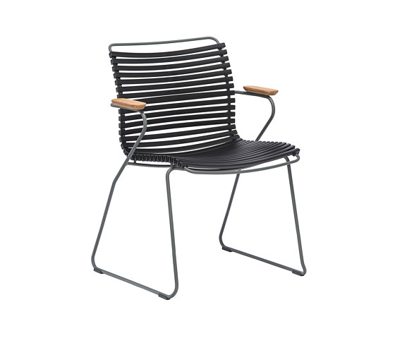 CLICK | Dining chair Black with Bamboo armrests | Sedie | HOUE
