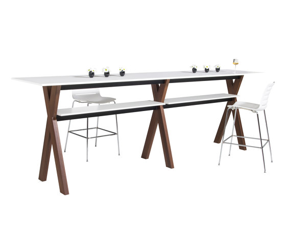 Partita Bar Table with wooden X-framed legs | Tables collectivités | Koleksiyon Furniture