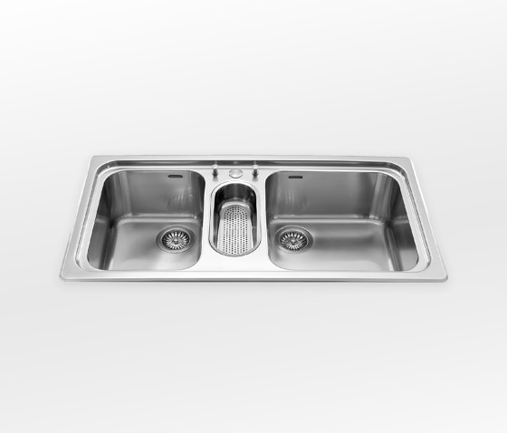Built-in sinks radius 60 F 599/2V1B | Fregaderos de cocina | ALPES-INOX