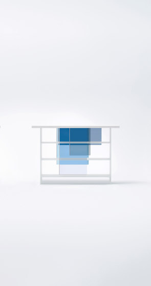 Layers bookshelf with sliding glass doors | Regale | Glas Italia
