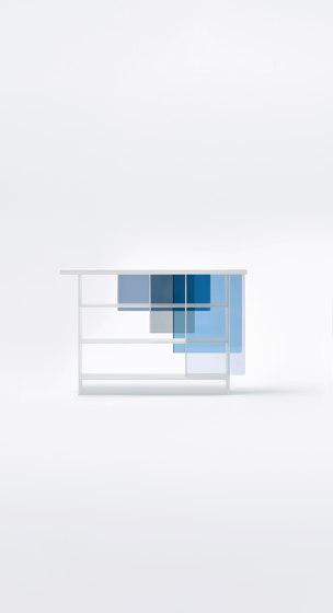 Layers bookshelf with sliding glass doors | Estantería | Glas Italia