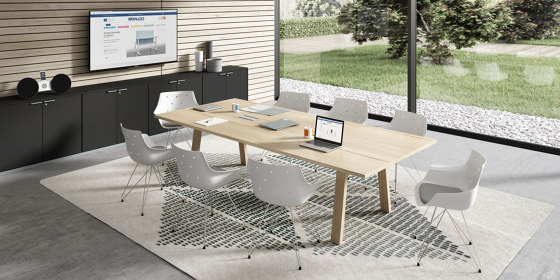 Take Off Country contract table in melamine, oak finish | Tables collectivités | Bralco