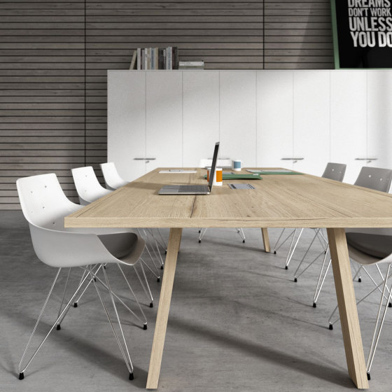 Take Off Country contract table in melamine, oak finish | Tables collectivités | Bralco
