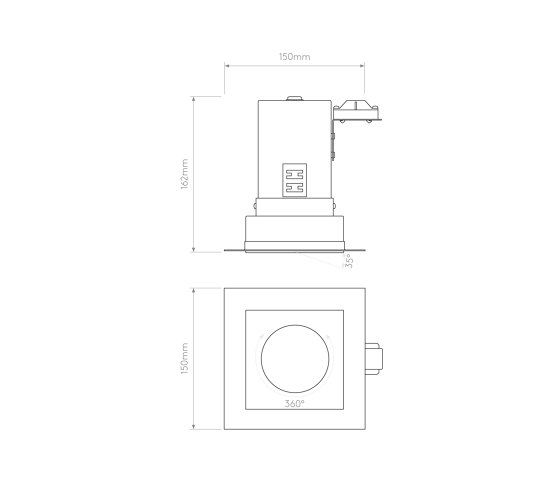 Trimless Square Adjustable Fire-Rated | Matt White | Deckeneinbauleuchten | Astro Lighting