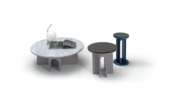 Arcolor Tavolino 30 e 50 - Versioni con top in marmi Guatemala e Marquinia | Tavolini alti | ARFLEX