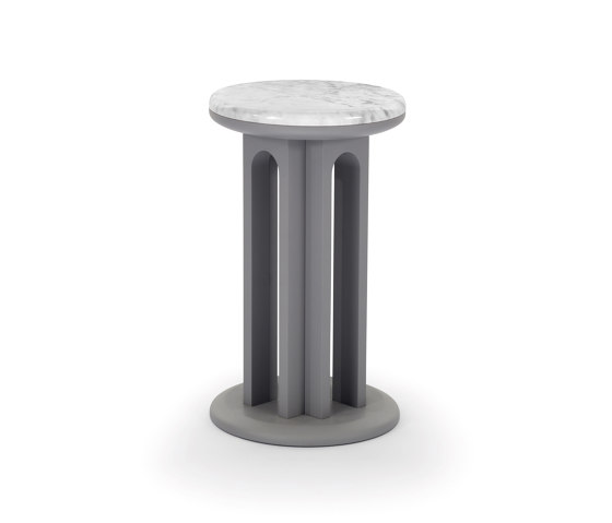Arcolor Tavolino 30 - Versione con base laccata grigio RAL 7036 e top in marmo Carrara | Tavolini alti | ARFLEX