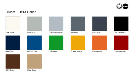 USM Haller E Shelf | USM Matte Silver, Mid-gray, Light Gray | Étagères | USM