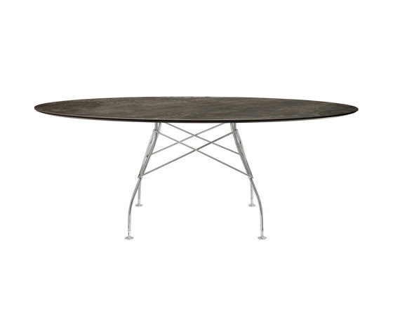 Glossy Marble Oval Bronze Ancien Structure: Acier Chromé | Tables de repas | Kartell