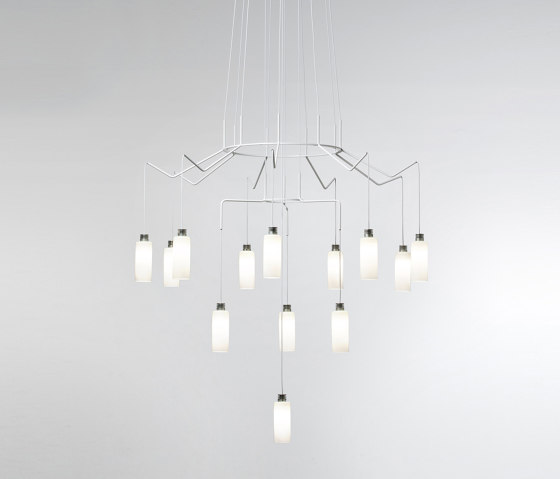 Chan BR9-AR3-R1 chandelier in pyrex glass and metal | Suspensions | Prandina
