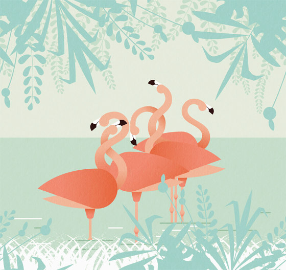 Flamingos | Carta parati / tappezzeria | LONDONART