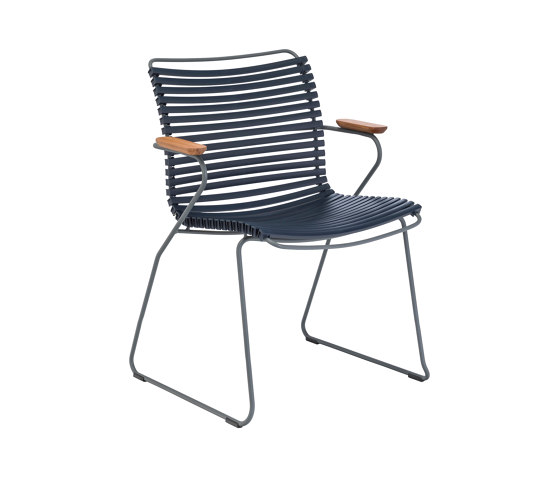 CLICK | Dining chair Dark Blue with Bamboo armrests | Sedie | HOUE