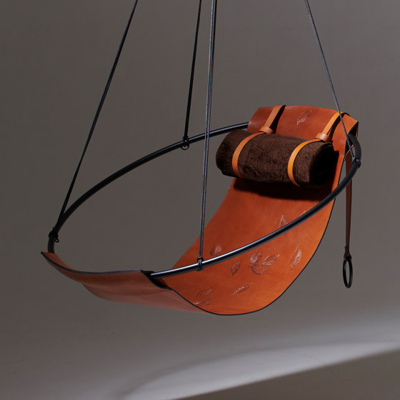 Sling Hanging Chair - Debossed Leather Leaves | Dondoli | Studio Stirling