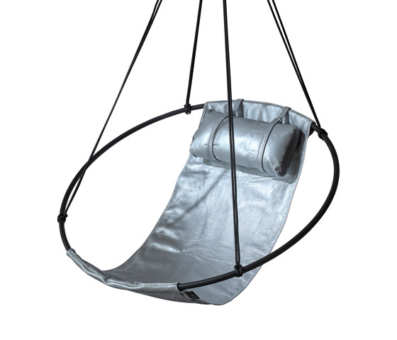 Sling Hanging Chair - Soft Leather Silver | Dondoli | Studio Stirling
