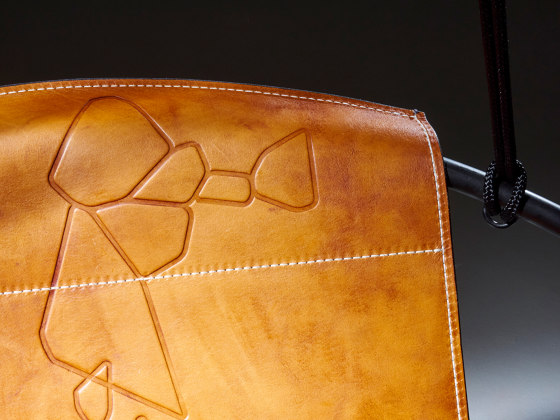 Sling Hanging Chair - Debossed Leather Geometrics | Swings | Studio Stirling
