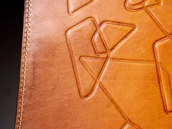 Sling Hanging Chair - Debossed Leather Geometrics | Dondoli | Studio Stirling