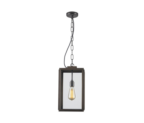 7638 Small Square Pendant, Closed Top, Weathered Brass, Clear | Suspensions | Original BTC