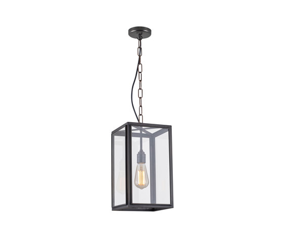 7639 Small Square Pendant, External Glass, Weathered Brass, Clear | Suspensions | Original BTC