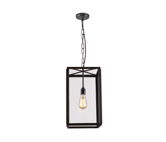 7639 Square Pendant, Externally Glazed, Weathered Brass, Clear Glass | Suspended lights | Original BTC