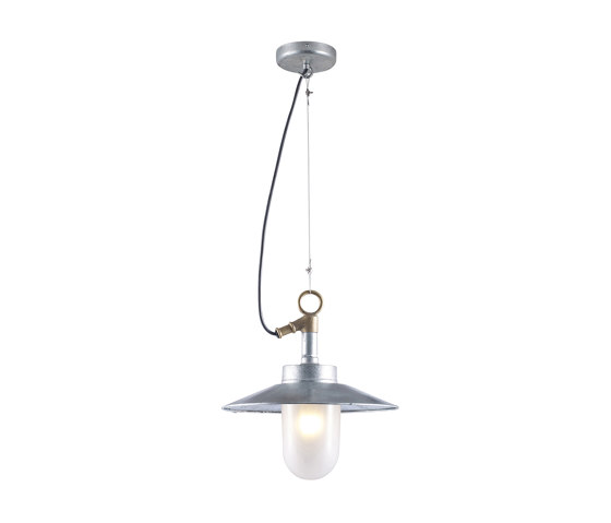 7680 Well Glass Pendant With Visor, Galvanised, Frosted Glass by Original BTC | Suspended lights