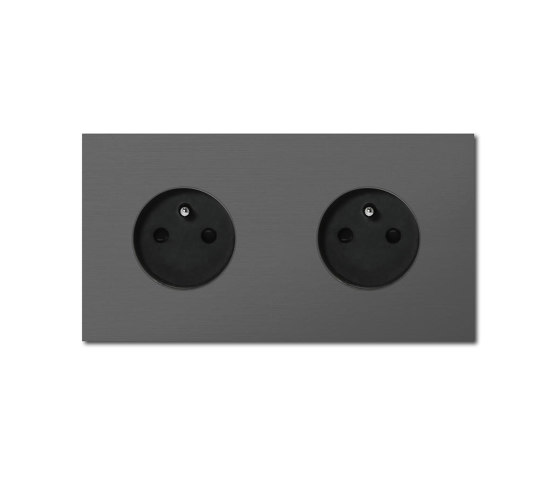 Power outlet - brushed volcanic grey - 2-gang | Prese Schuko | Basalte