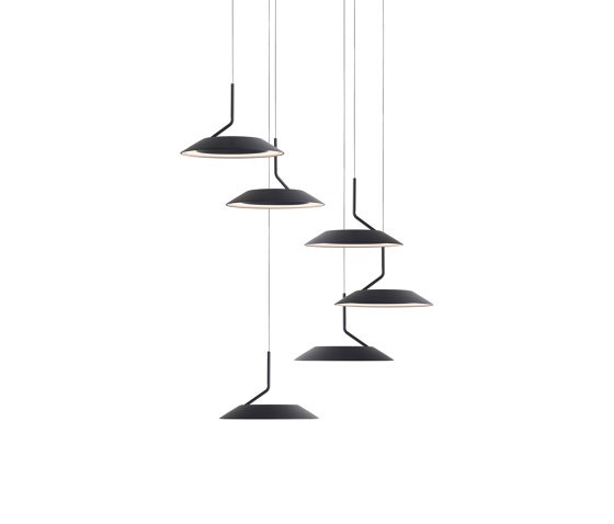 Royyo Pendant (Circular with 6 pendants), Matte Black, Matte Black Canopy | Suspended lights | Koncept