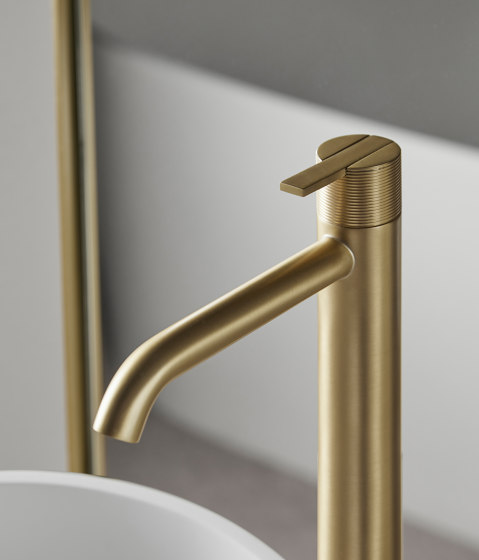 Code Brushed Gold freestanding basin mixer | Wash basin taps | Inbani
