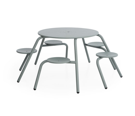 Virus 5-seater with standard tabletop (with drainage holes & parasol hole) | Table-seat combinations | extremis