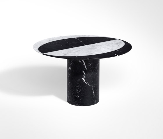 Proiezioni Coffee Table Nero Marquina / Bianco CarraraØ60 h35 without inlay | Tables basses | Salvatori