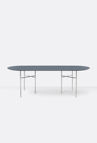 Mingle Oval Table Top - 220cm – Dusty Blue | Dining tables | ferm LIVING