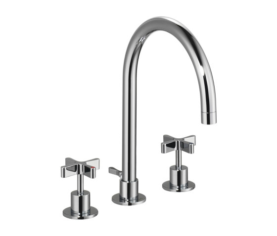 DCA Three-Hole Basin Mixer with Pop-Up Waste 210mm | Robinetterie pour lavabo | Czech & Speake